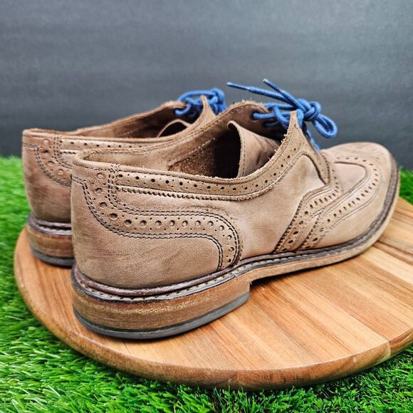 Allen Admonds Neumok Dress Shoes Mens 9.5 D Brown Blue Wingtip Oxford Leather - Picture 2 of 12